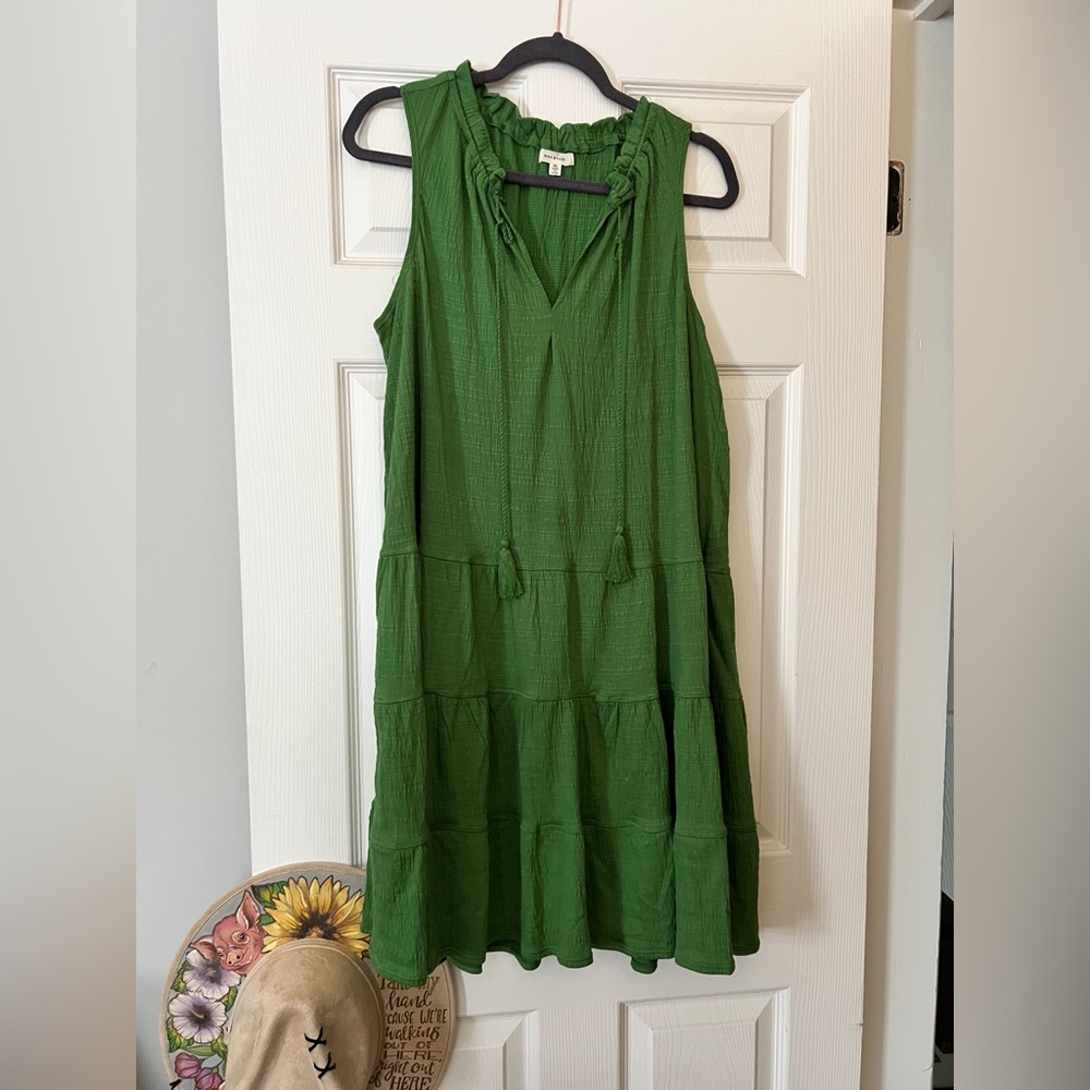 Max Studio Vibrant Green Ruffled Mini Dress